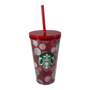 2019 Starbucks Holiday 16oz DW Cold Cup Red with Silver Glitter, Pink, White EUC